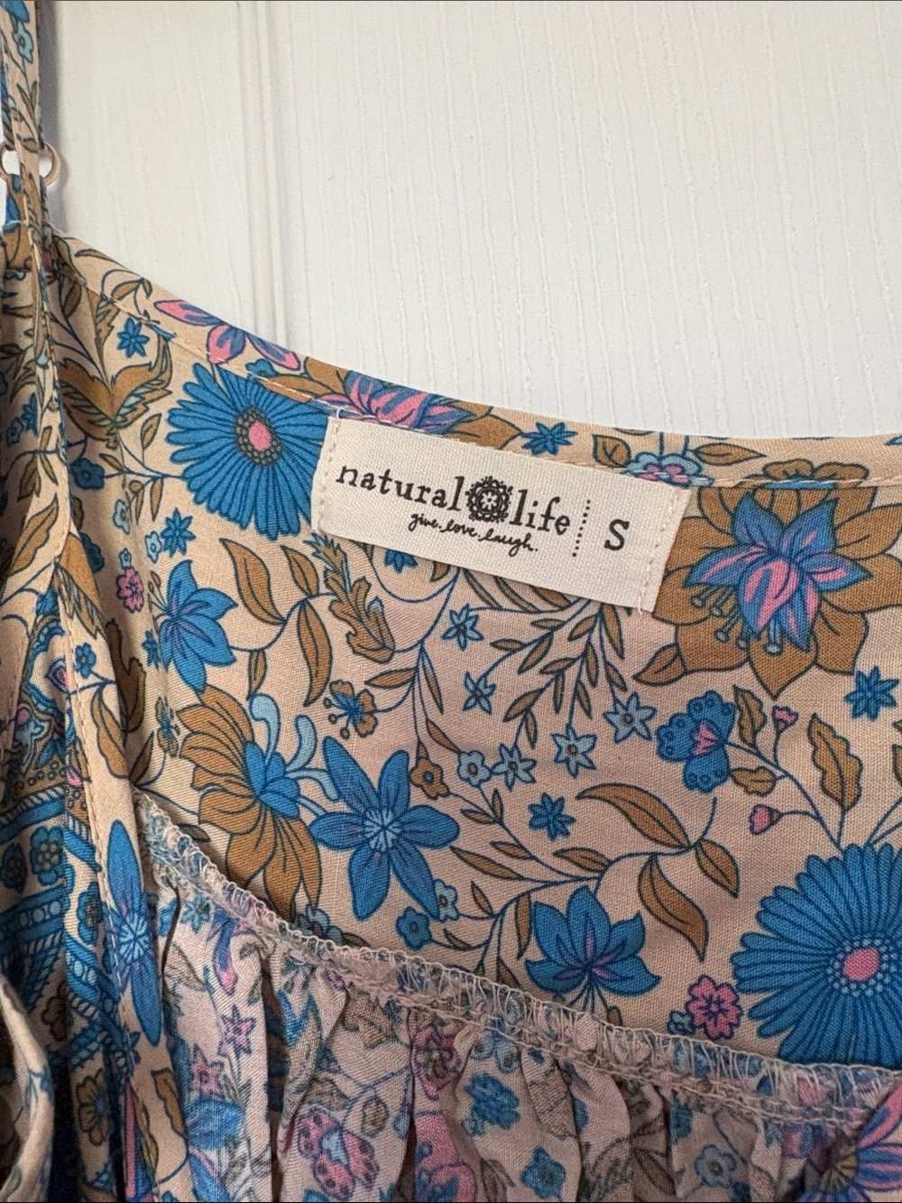 Bohemian Midi Blue Floral Spaghetti-Strap Sundress - Picture 3 of 3
